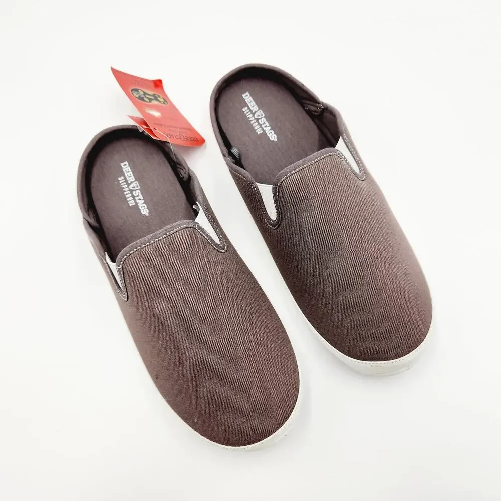 Deer Stags Men's Charcoal Grey Canvas Spike Indoor/Outdoor Slippers Size 11